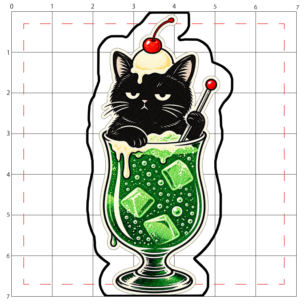 不機嫌な黒猫のクリームソーダステッカー