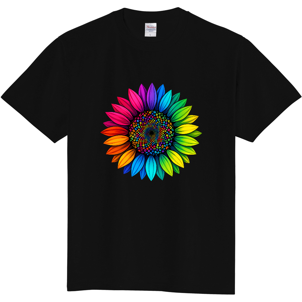 Tシャツ/ひまわりL/ブラック