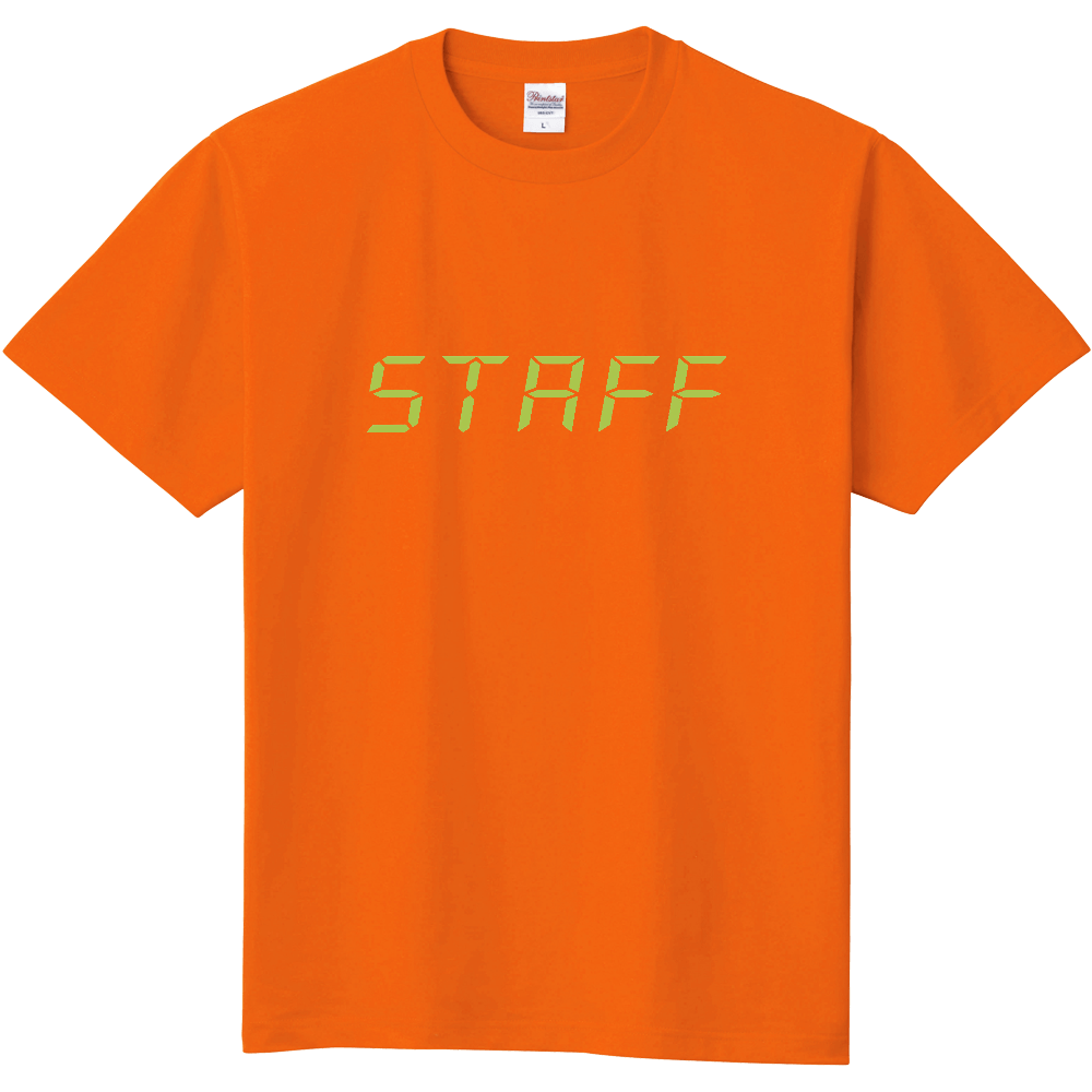STAFF Tシャツ(デザイン書体13黄緑文字)