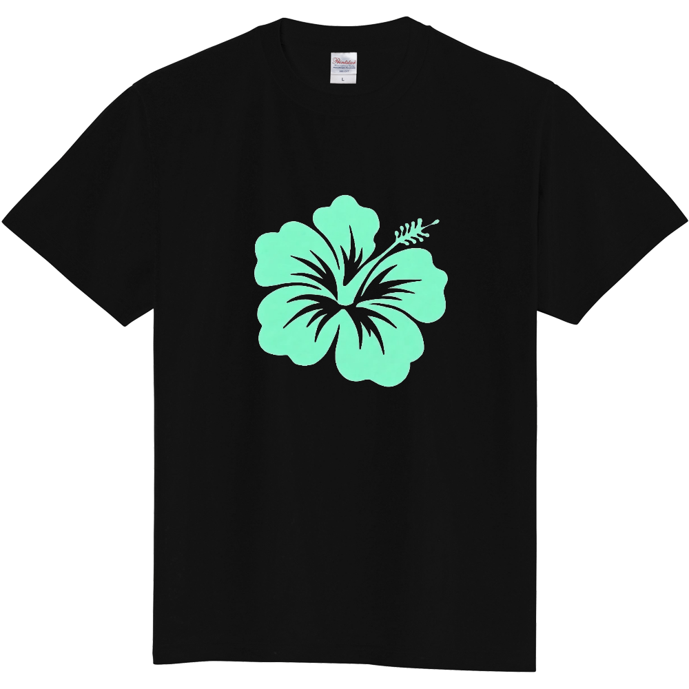 Tシャツ/ハイビスカスⅡ/ブラック/ペパーミント