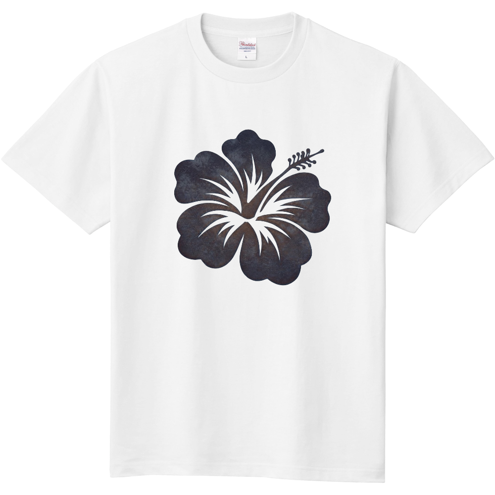 Tシャツ/ハイビスカス/ホワイト/青褐色