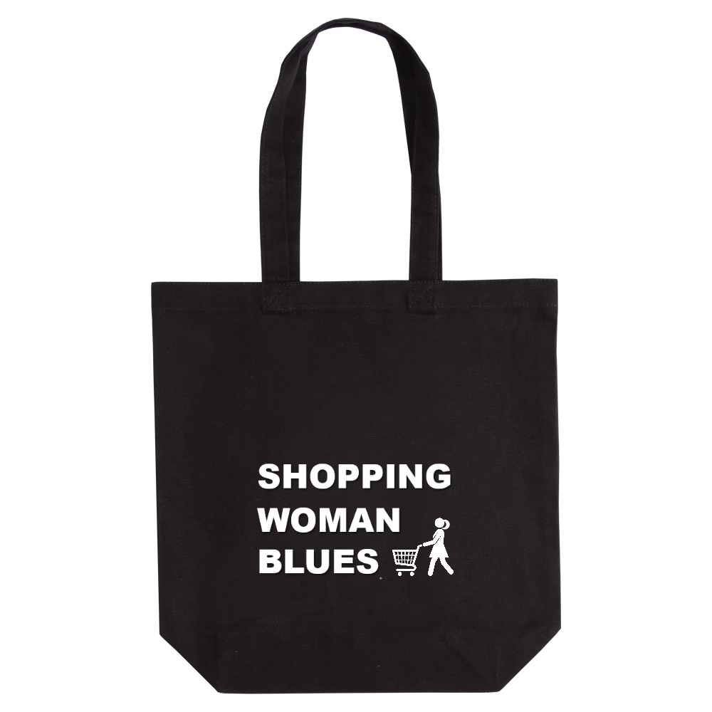 SHOPPING WOMAN BLUES （ショッピング・ウーマン・ブルース）定番トートバッグ（M）【白プリントあり】 No.2