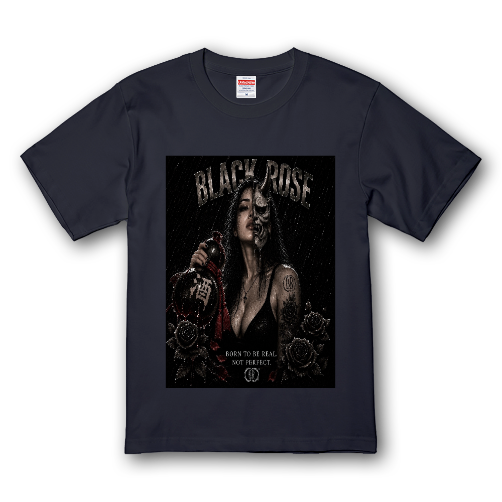 BLACK ROSE|鬼酒 バッドガール バックプリントTシャツ