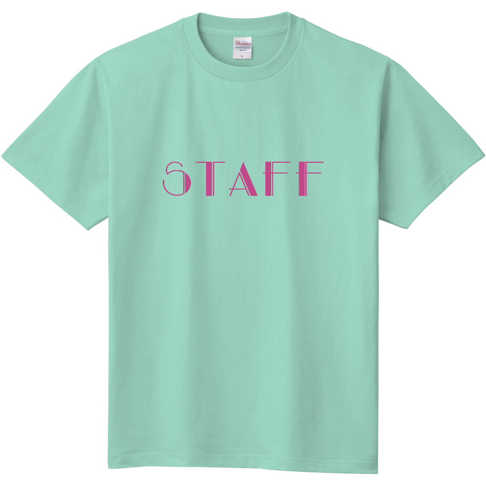 STAFF Tシャツ（デザイン書体16明るい赤紫文字）