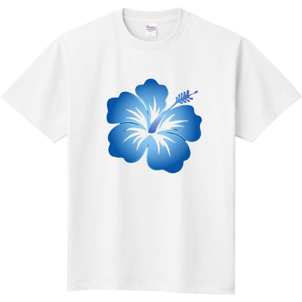Tシャツ/ハイビスカス/ホワイト/わすれな草色