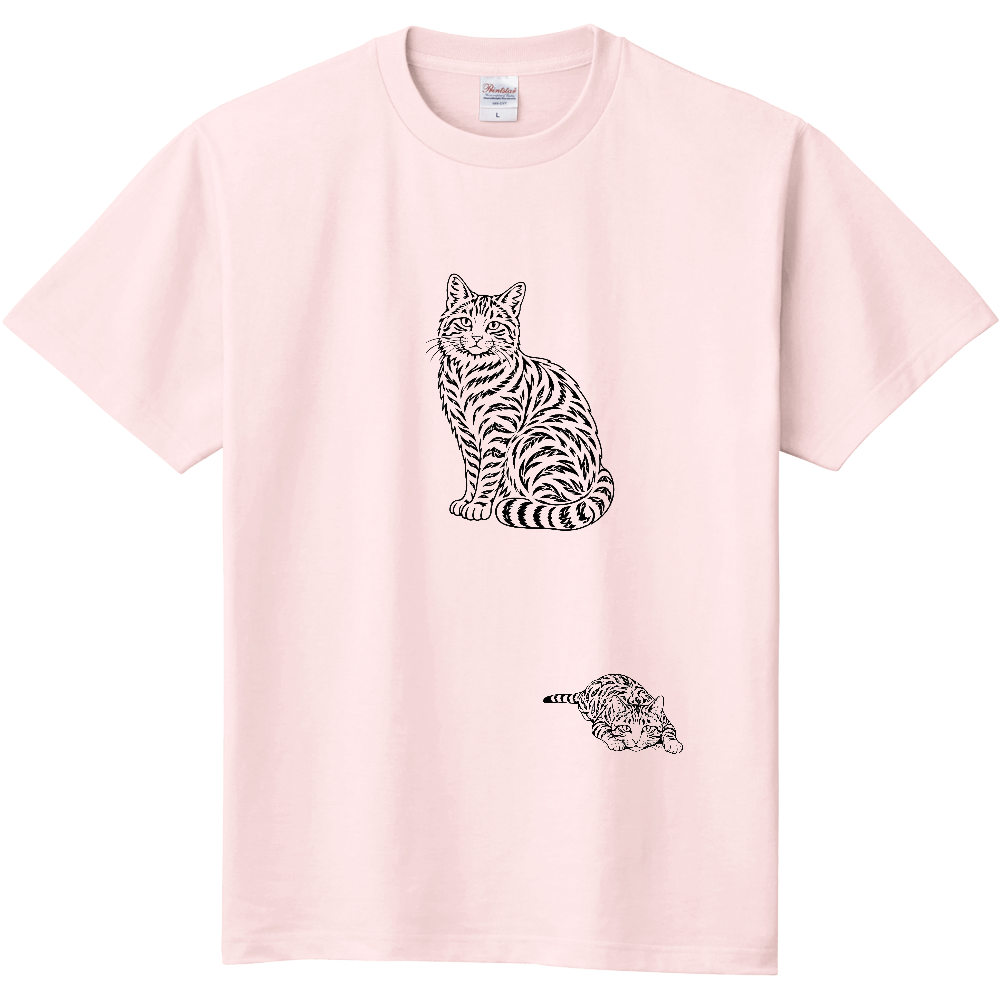 Tシャツ/キジトラ猫/ライトピンク