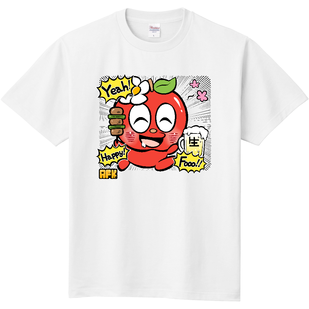 お酒を楽しむよ！りんごの妖精けいたんTシャツ
