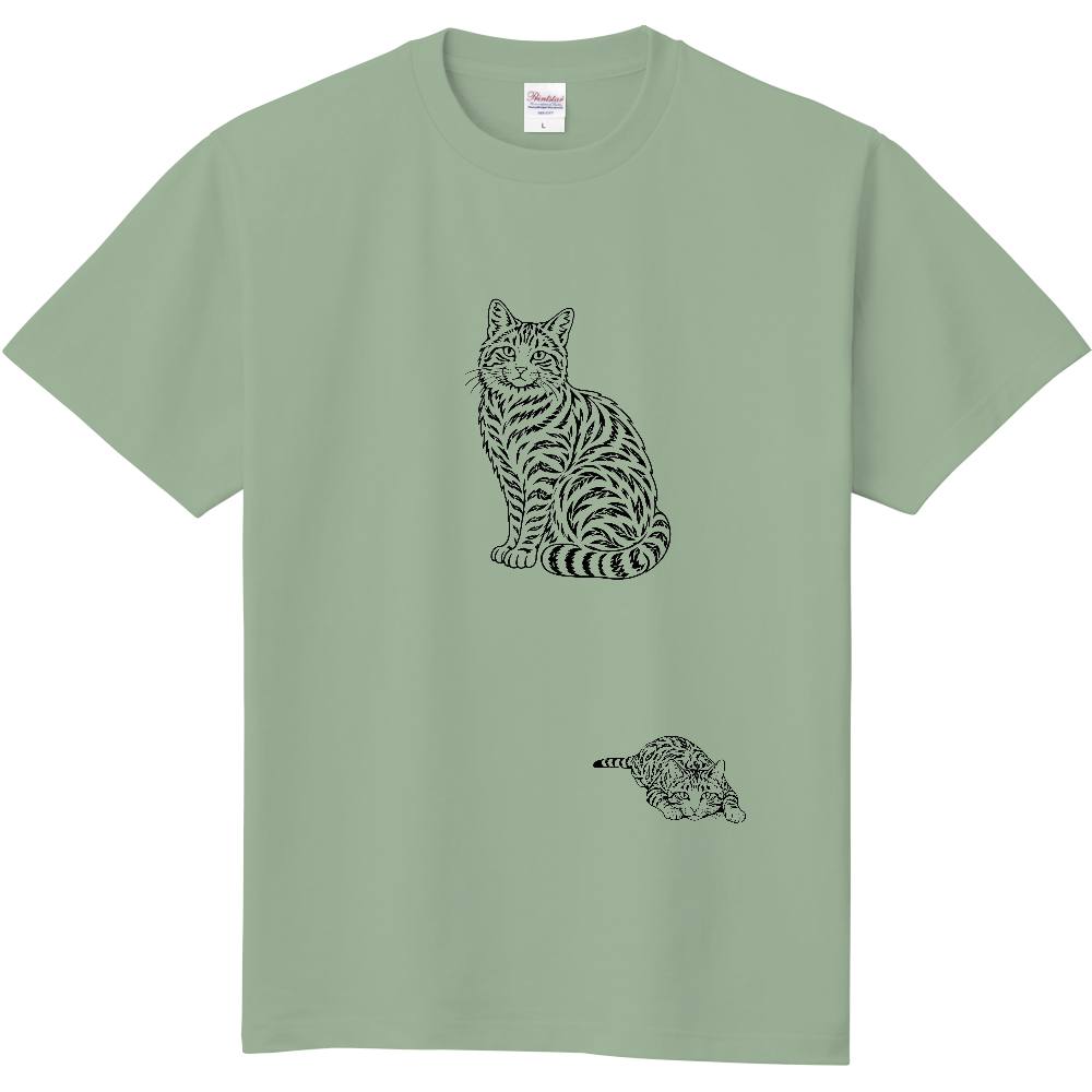 Tシャツ/キジトラ猫/ライトセージ