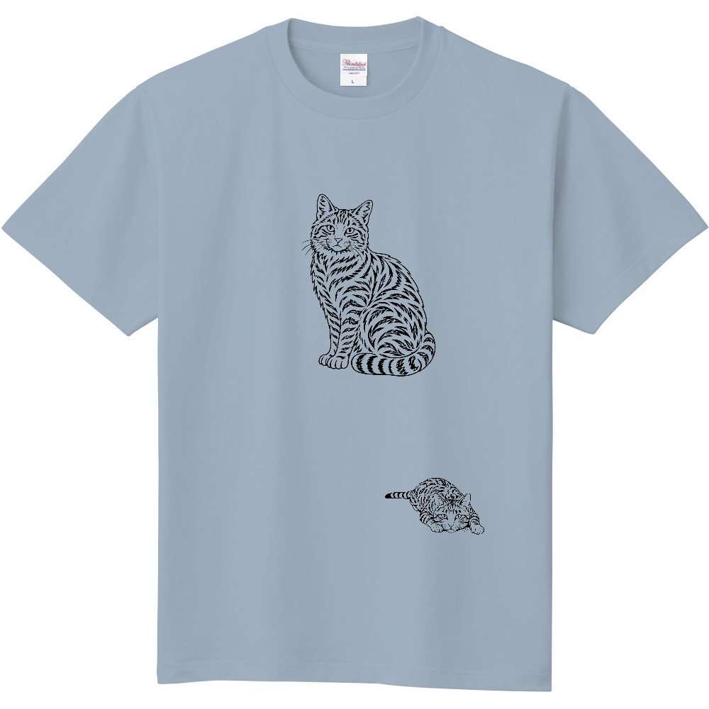Tシャツ/キジトラ猫/アシッドブルー
