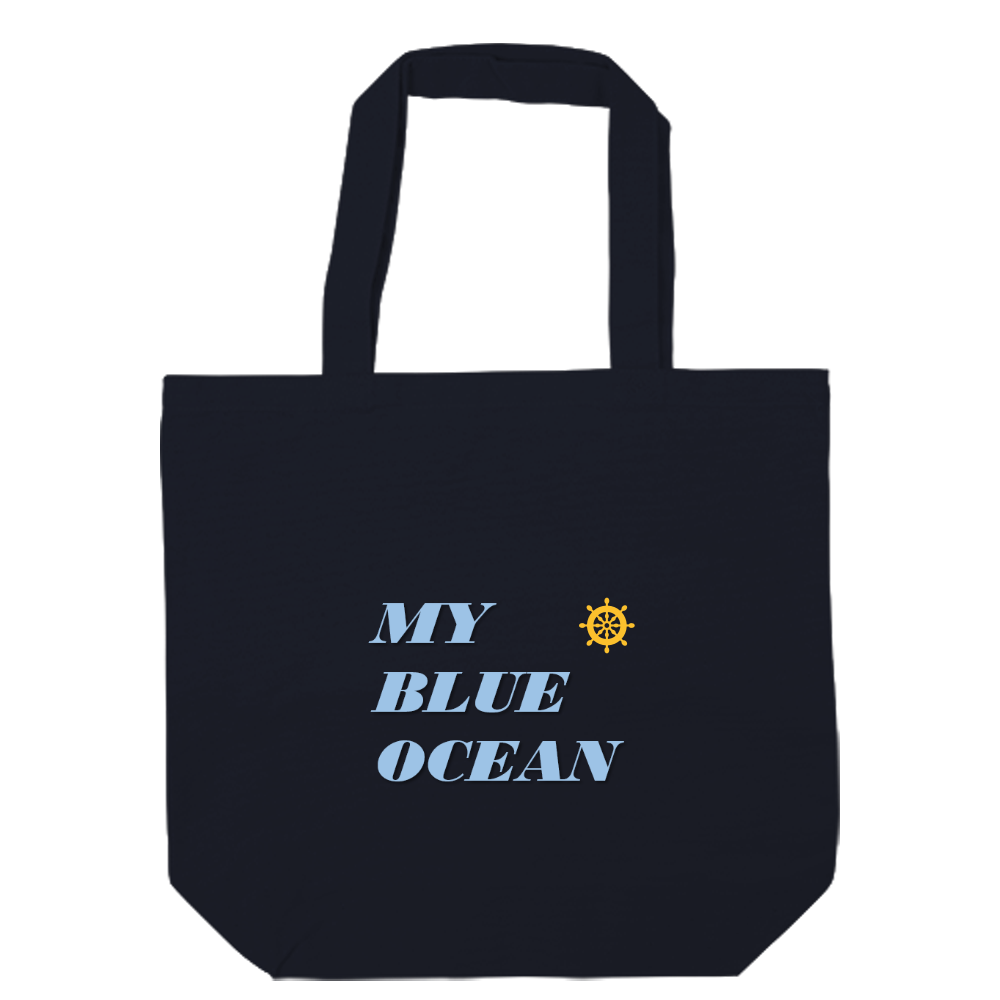 MY BLUE OCEAN(マイ・ブルー・オーシャン)キャンバスデイリートート(ML)【白プリント有】ミッドナイトブルー