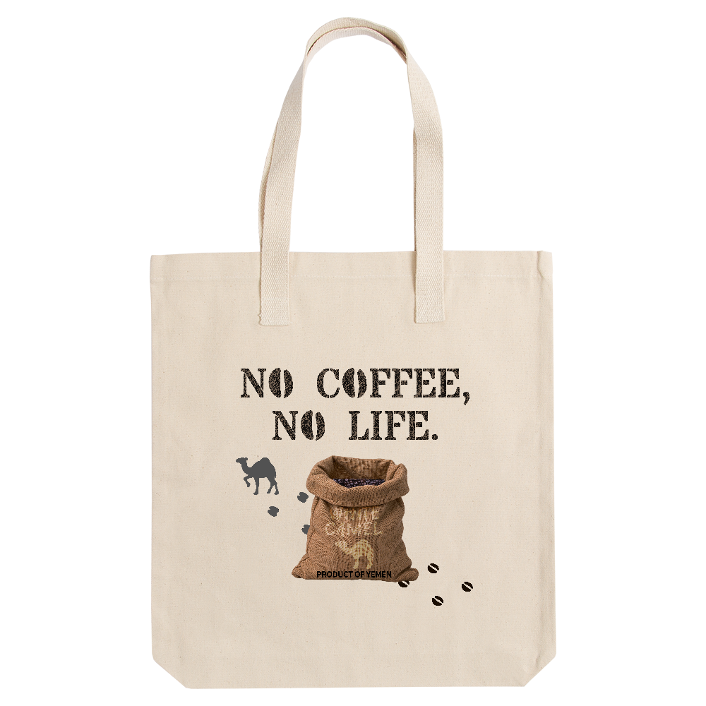 厚手トートバック　コーヒー　No Coffee,No Life（白地）