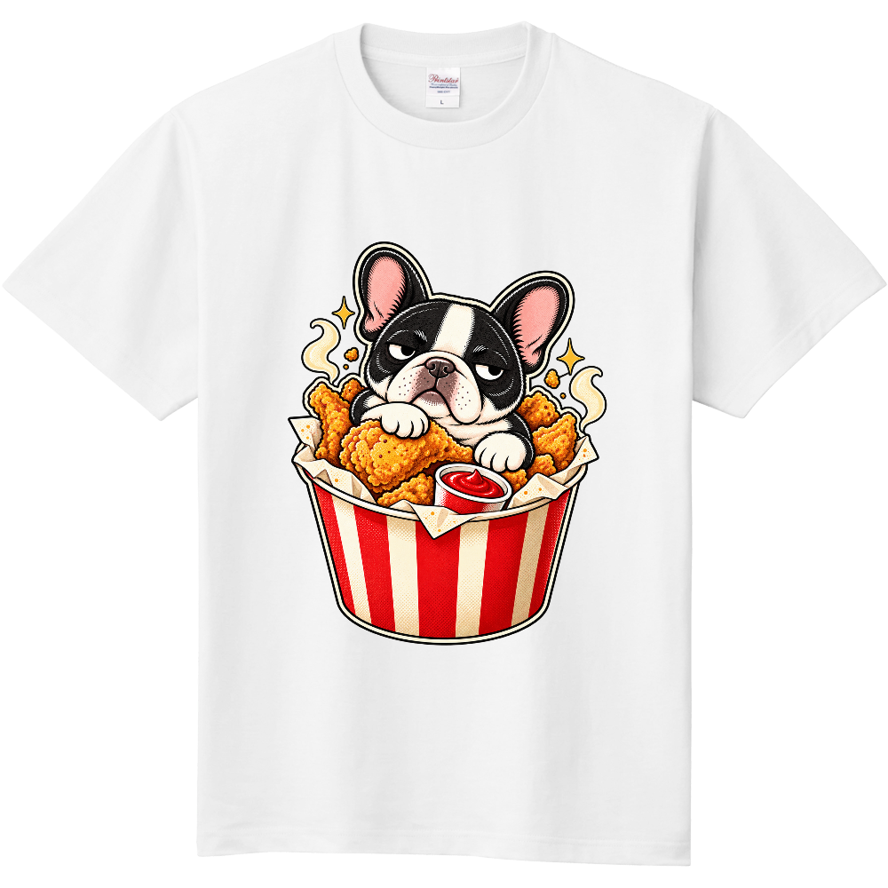 不機嫌フレブルのフライドチキンバケットTシャツ