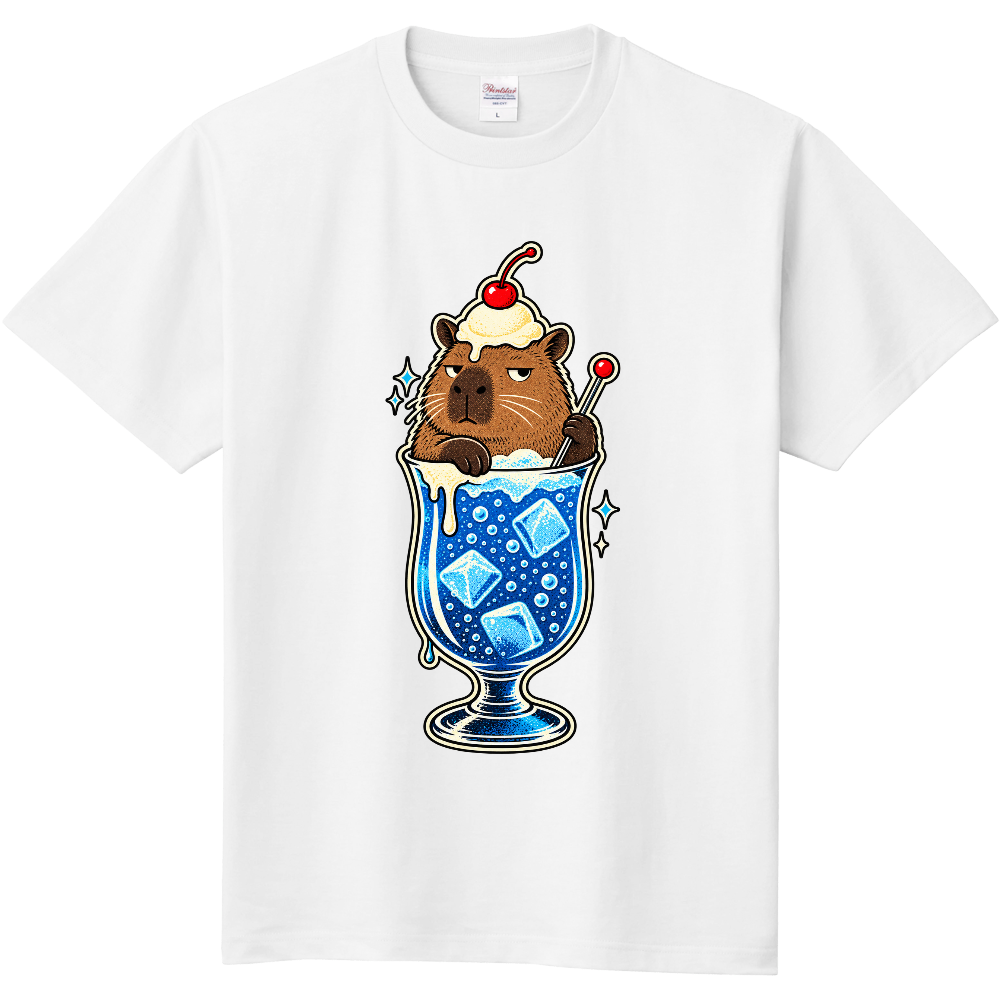 Capybara Cream Soda T-Shirt / カピバラ クリームソーダ 喫茶 レトロポップ Tシャツ