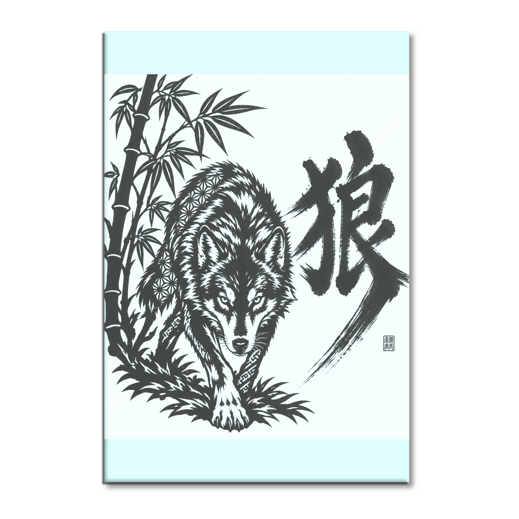 狼 切り絵タトゥーシール|Japanese Wolf