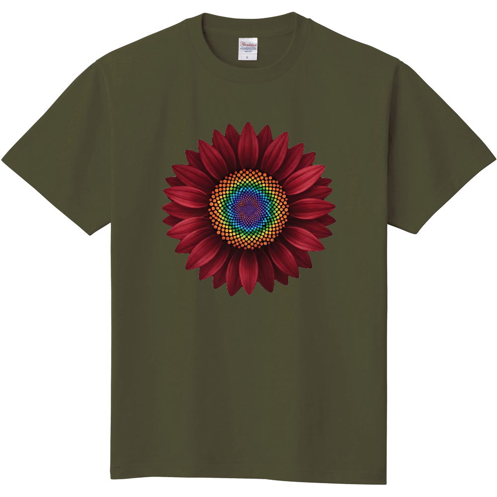  Tシャツ/ひまわりⅡ/オリーブ/ワインレッド