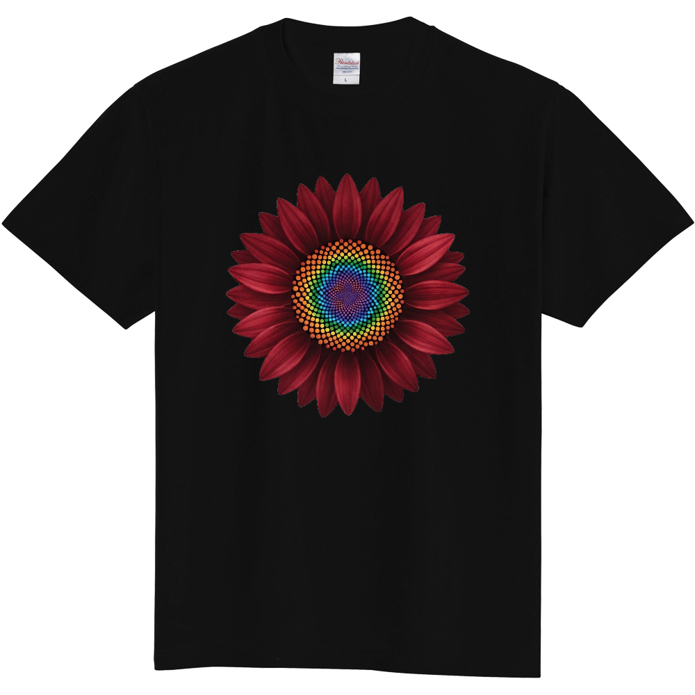 Tシャツ/ひまわりⅡ/ブラック/ワインレッド