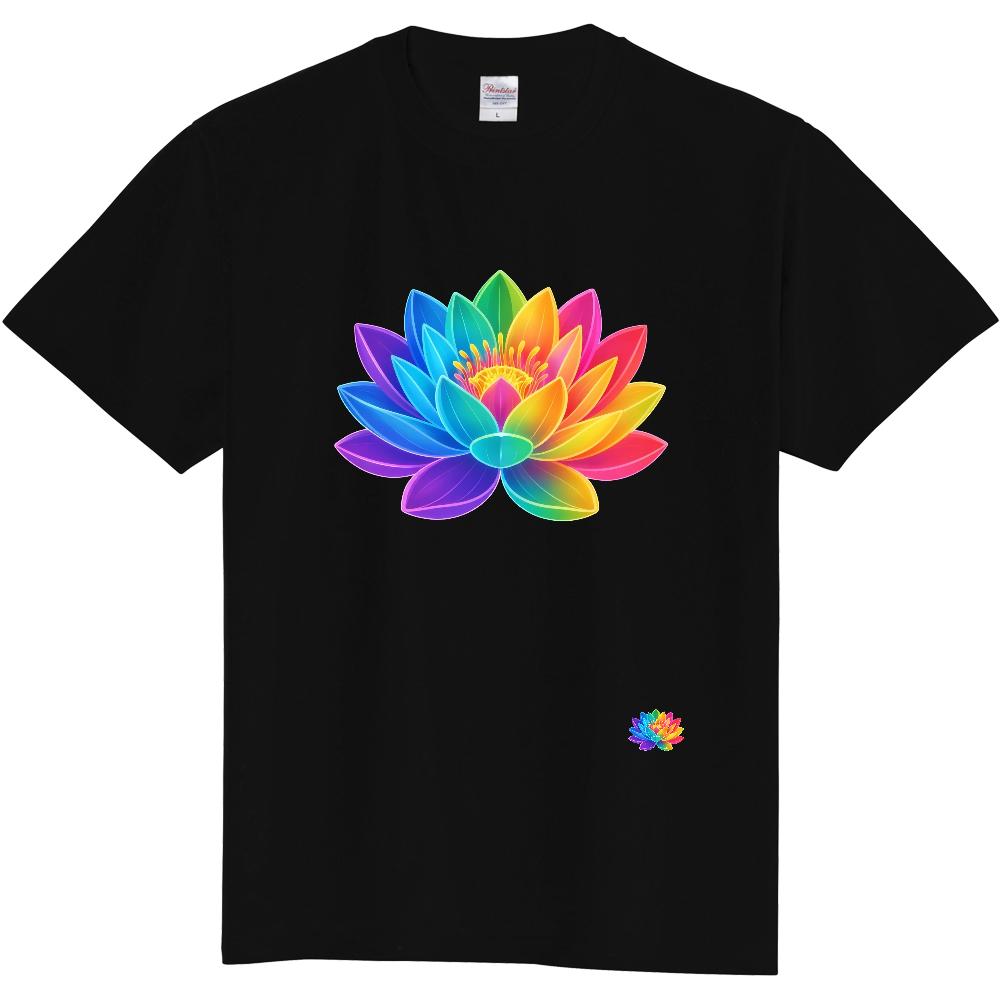 Tシャツ/スイレン/ブラック/マルチ