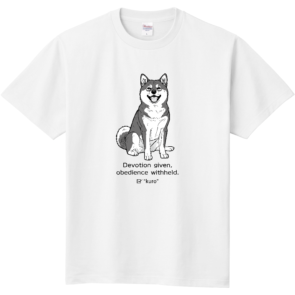 《カスタマイズ用》柴モノクロイラスト【黒毛】/柴犬(Tシャツ・5.6oz)