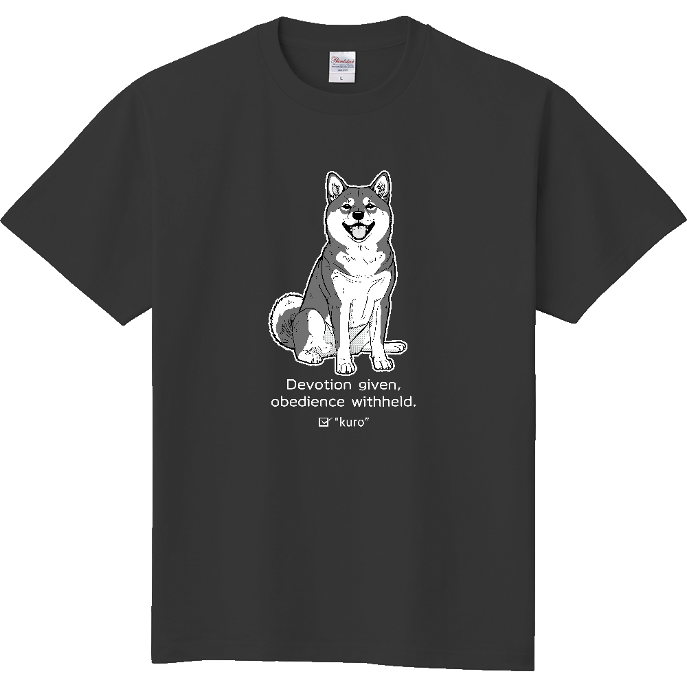 《カスタマイズ用》柴モノクロイラスト【黒毛】〈濃色用〉/柴犬(Tシャツ・5.6oz)