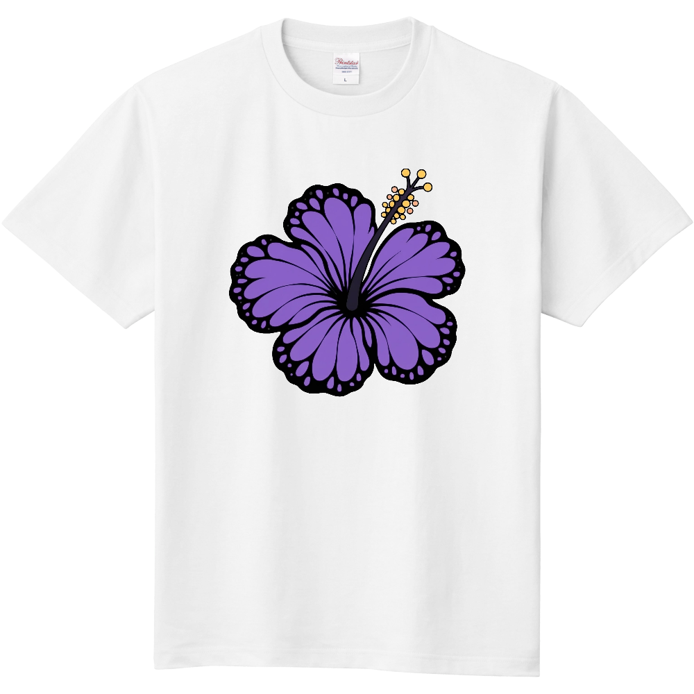 Tシャツ/ハイビスカス/ホワイト/カキツバタ
