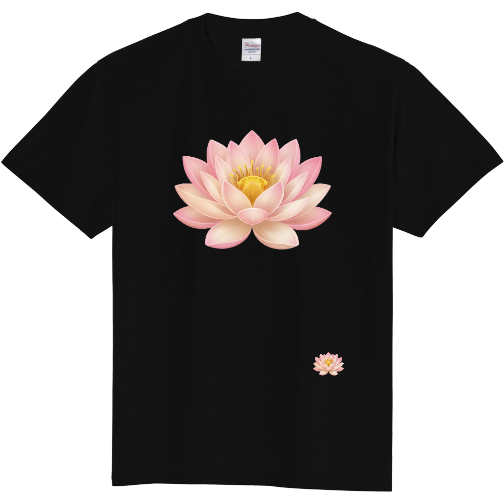 Tシャツ/スイレン/ブラック/ライトピンク