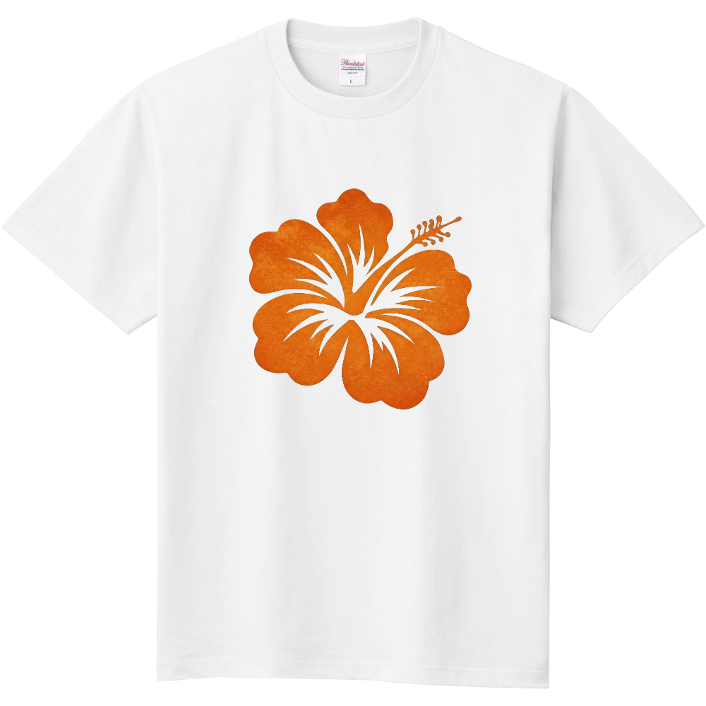 Tシャツ/ハイビスカス/ホワイト/みかん
