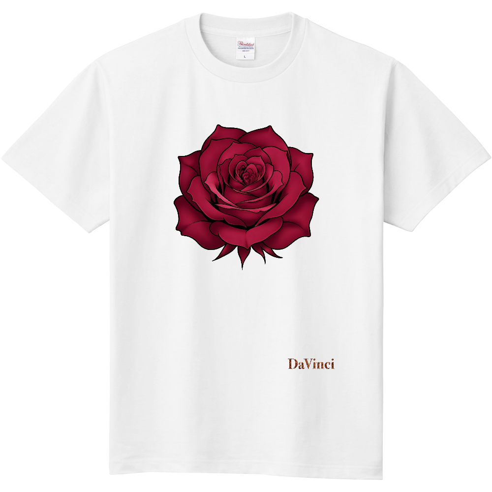Tシャツ/バラ/ホワイト/クリムゾン