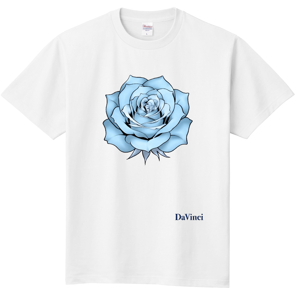 Tシャツ/バラ/ホワイト/ライトブルー