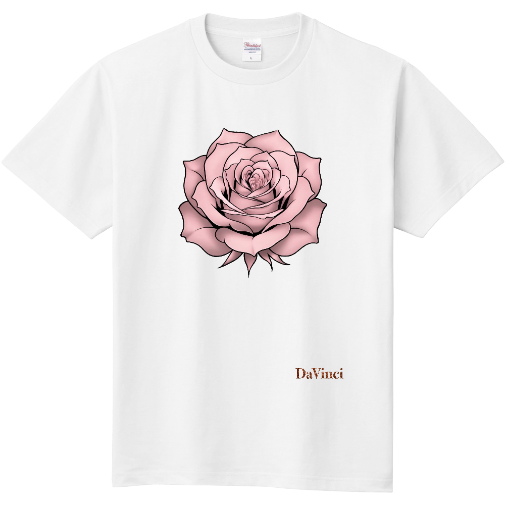 Tシャツ/バラ/ホワイト/ライトピンク
