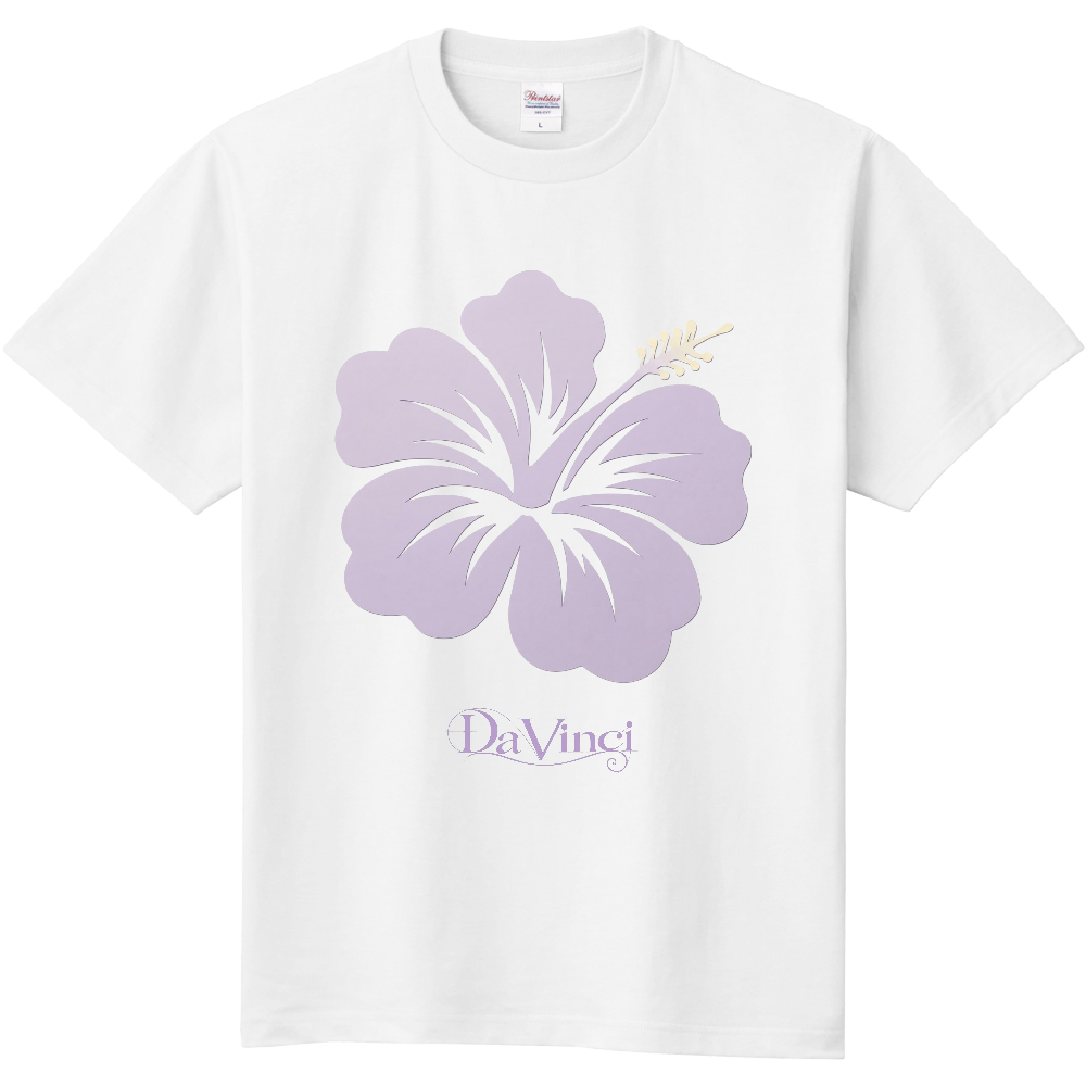Tシャツ/ハイビスカス/ホワイト/ラベンダー