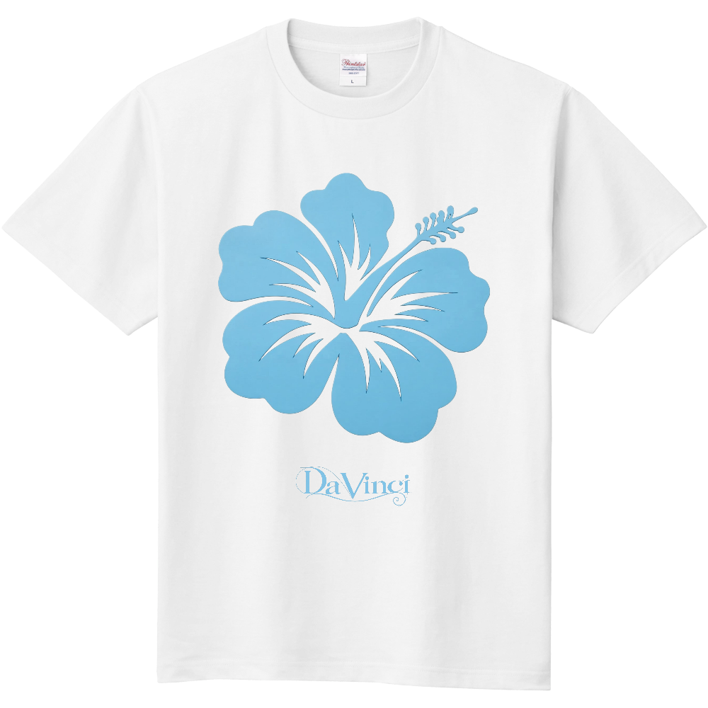 Tシャツ/ハイビスカス/ホワイト/空色