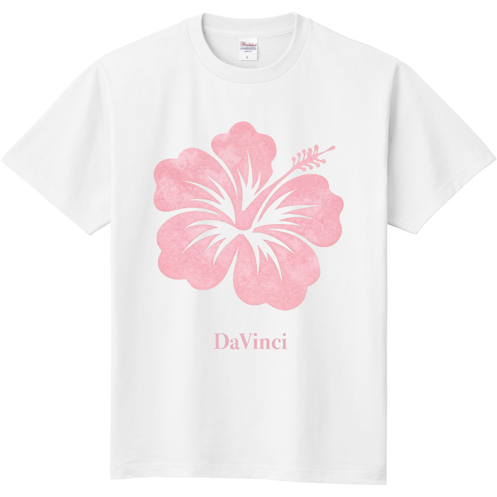 Tシャツ/ハイビスカス/ホワイト/桜色
