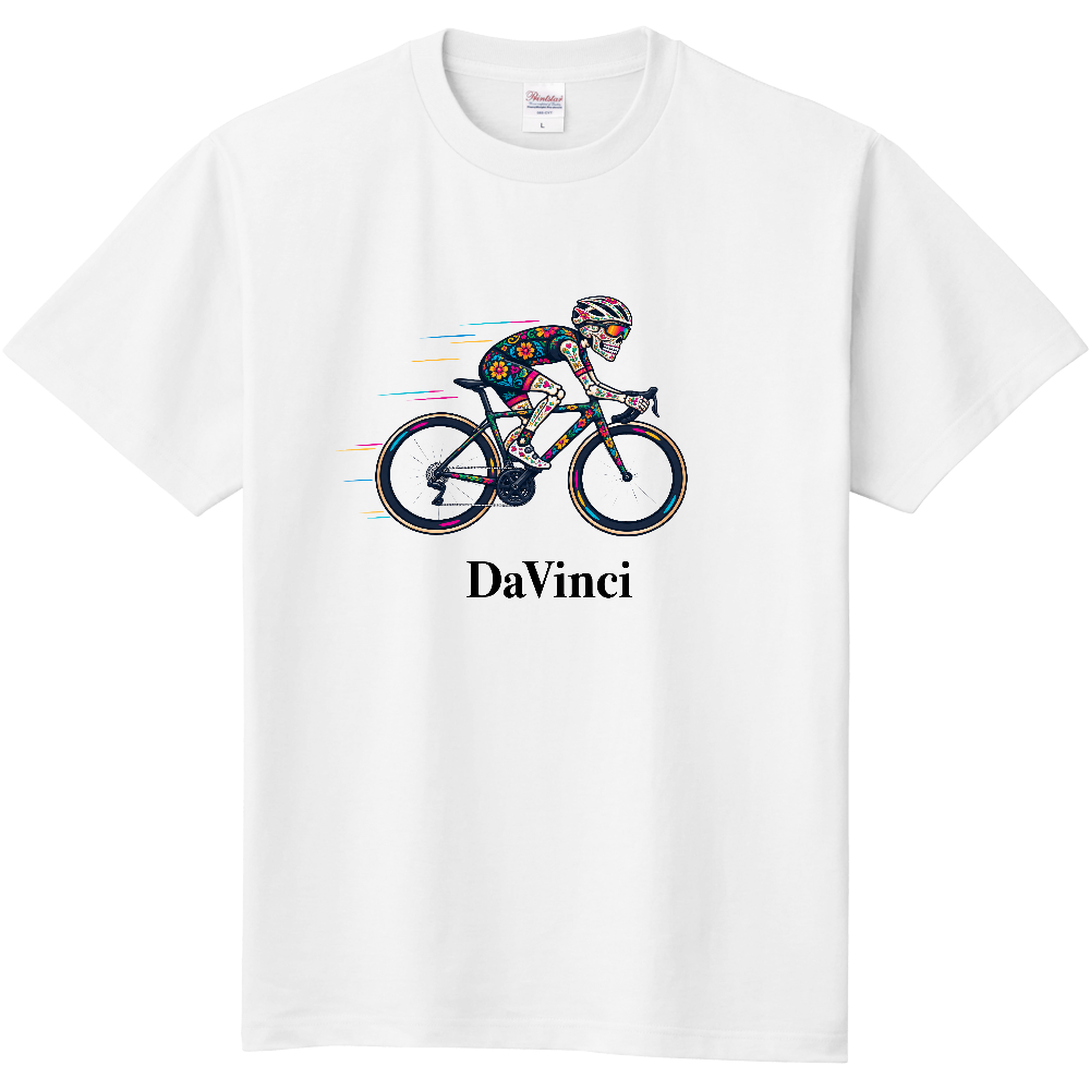 Tシャツ/スカルとロードバイク/ホワイト
