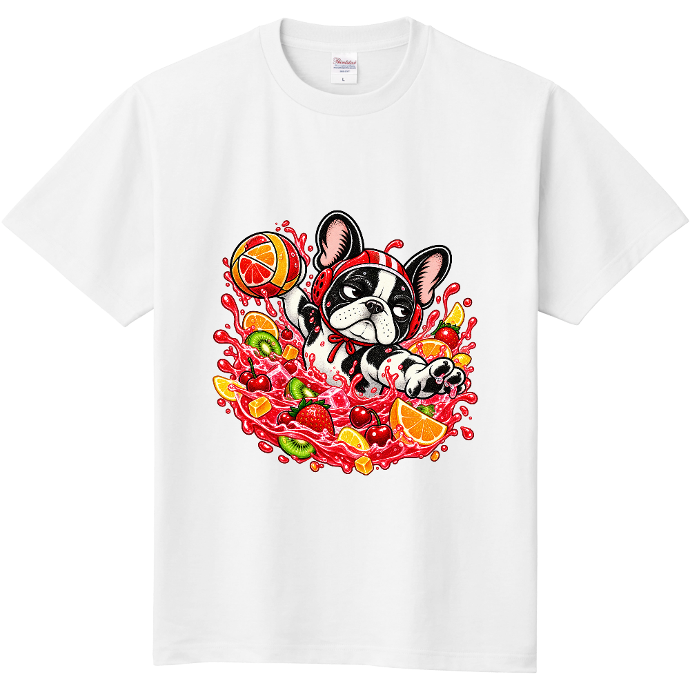 Grumpy French Bulldog Fruit Punch Water Polo T-Shirt / フルーツポンチ水球の不機嫌なフレンチブルドッグ Tシャツ