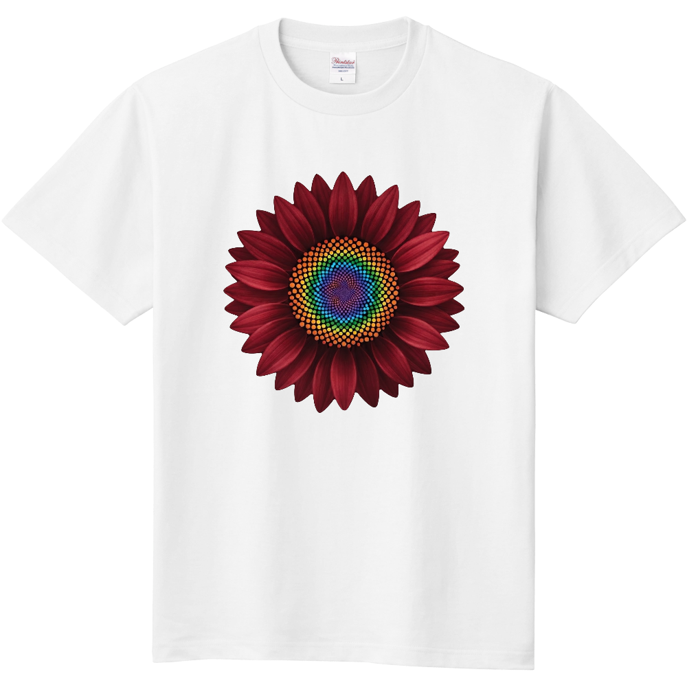 Tシャツ/ひまわりⅡ/ホワイト/ワインレッド