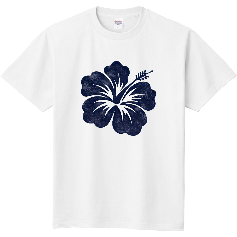 Tシャツ/ハイビスカス/ホワイト/ネイビー