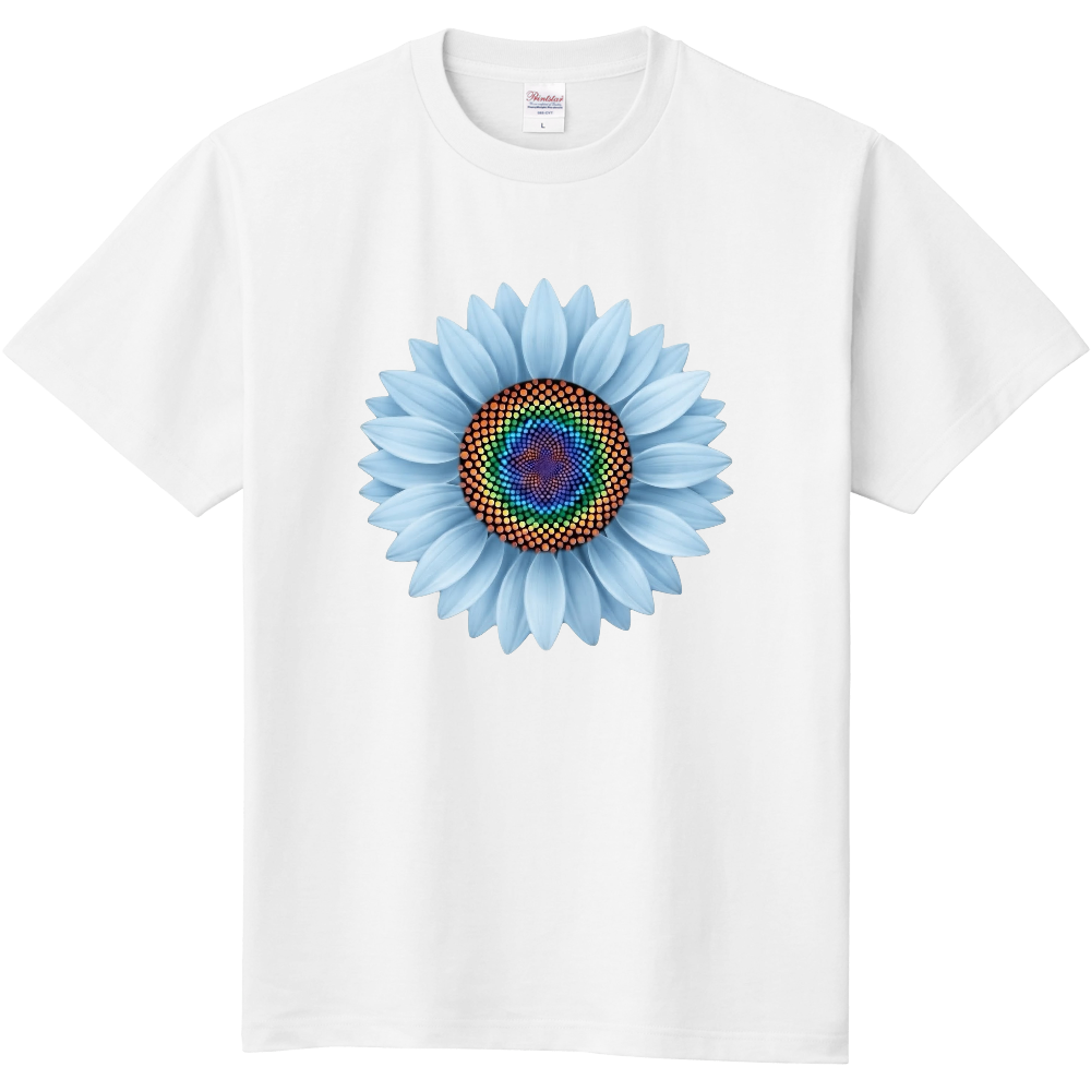 Tシャツ/ひまわりⅡ/ホワイト/ベビーブルー