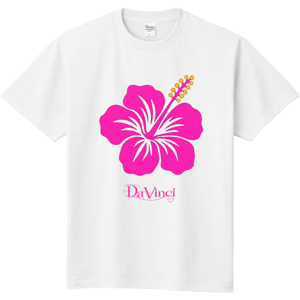 Tシャツ/ハイビスカス/ホワイト/ピンク