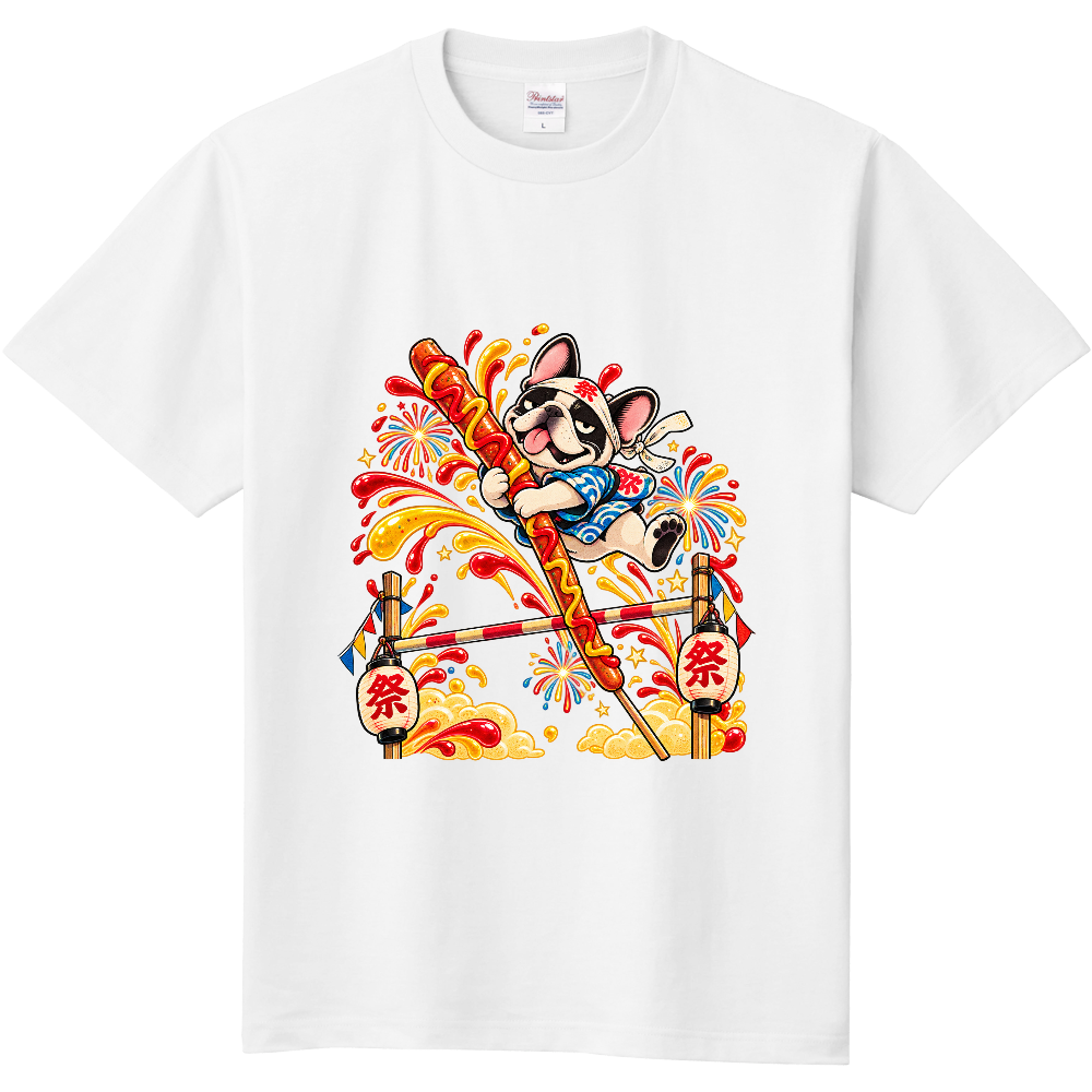 Grumpy French Bulldog Frankfurt Pole Vault T-Shirt / フランクフルト棒高跳びと不機嫌なフレンチブルドッグ Tシャツ