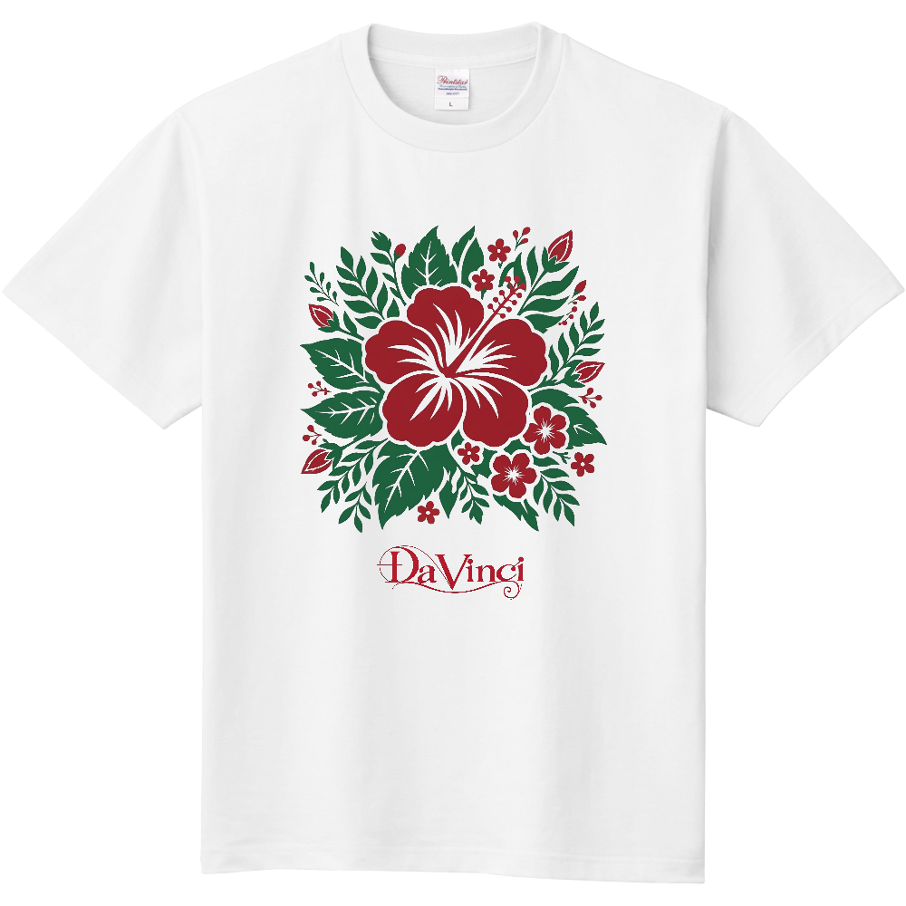 Tシャツ/ハイビスカス/ホワイト/+リーフ
