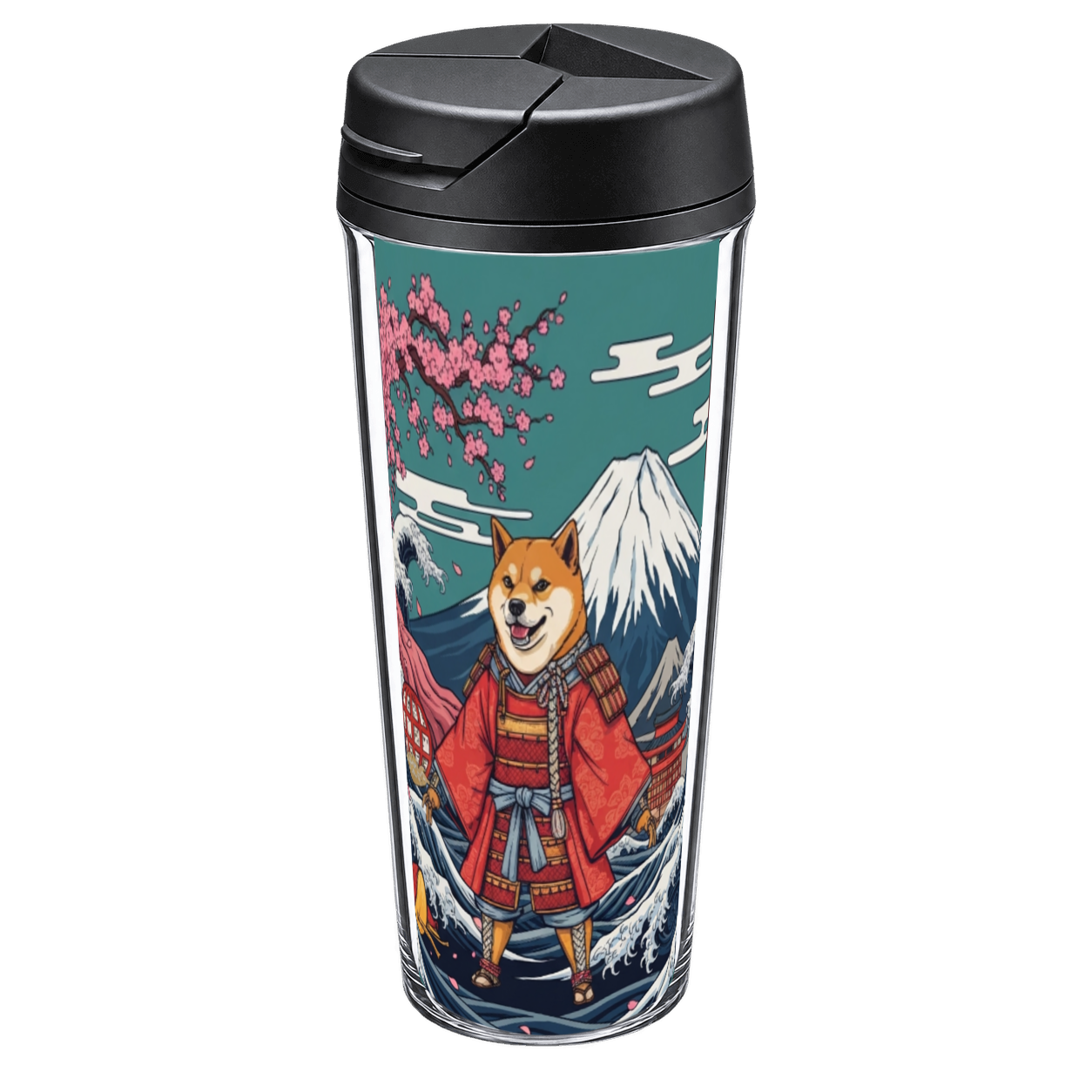 柴犬将軍富士山波桜浮世絵 カスタムデザインタンブラーFC 500ml