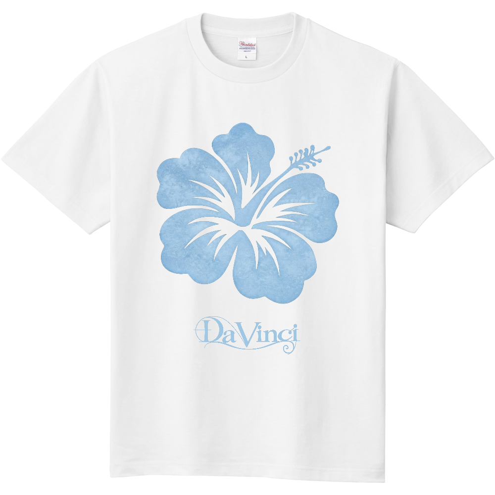 Tシャツ/ハイビスカス/ホワイト/ベビーブルー