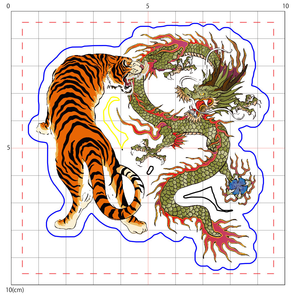 アクリルステッカー10×10cm 虎と龍
