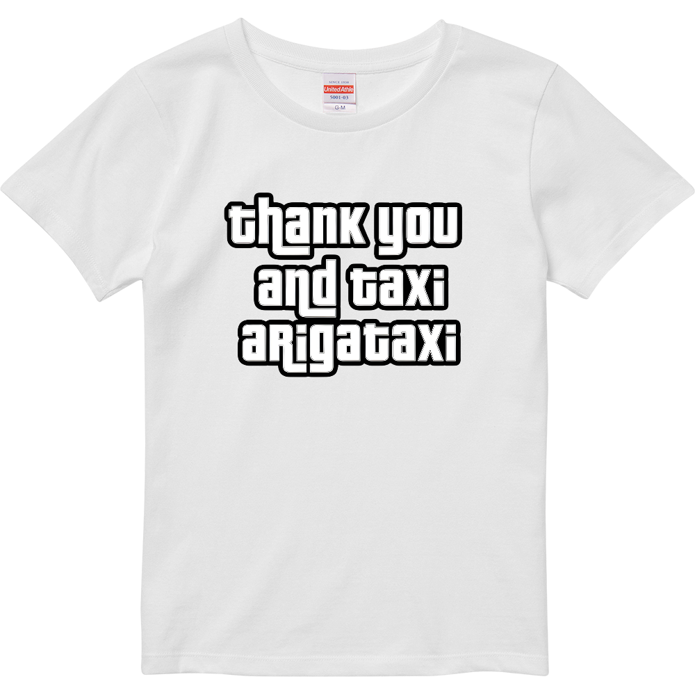 ※レディースTシャツ(GTA風thank you and taxi arigataxi)