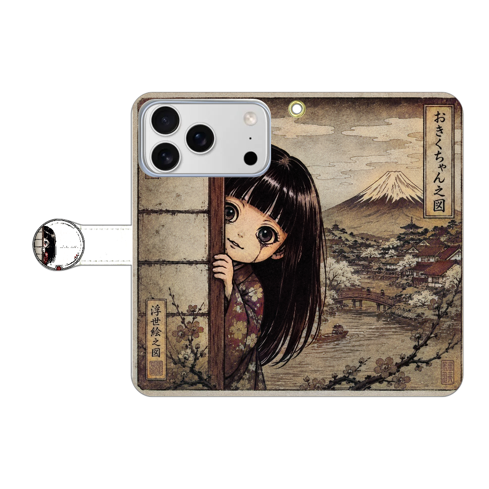 okikudoll｜浮世絵風白黒画 iPhoneケース