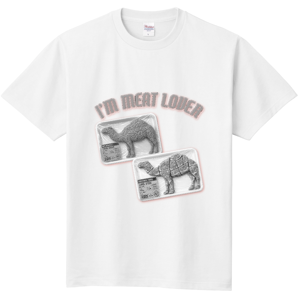 ミートラバーTシャツ<モノクロ・白地・前面>