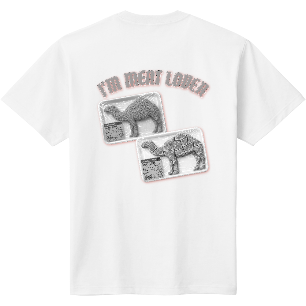 ミートラバーTシャツ<モノクロ・白地・背面>