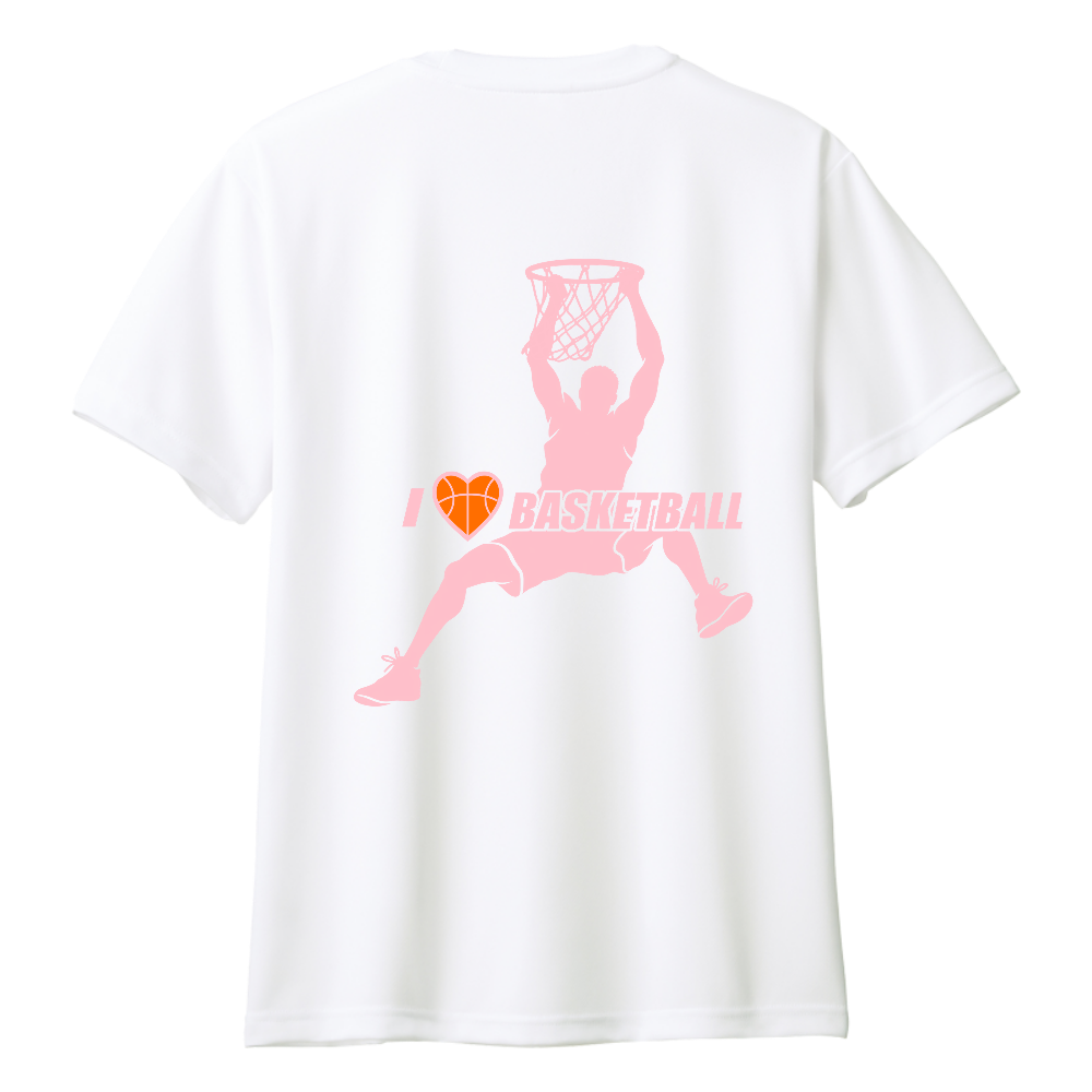 I LOVE BASKETBALL ドライT｜ピンク・バック