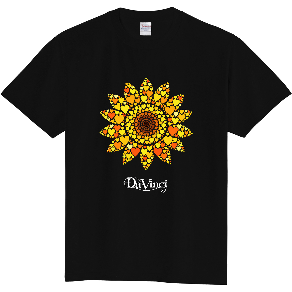 Tシャツ/ハートのひまわり/ブラック
