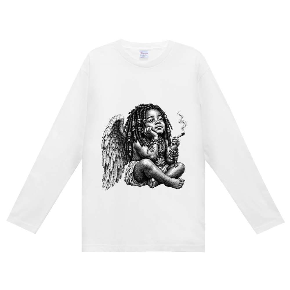 OISSU ANGEL SMOKE L/S TEE|ホワイト 長袖グラフィックTシャツ